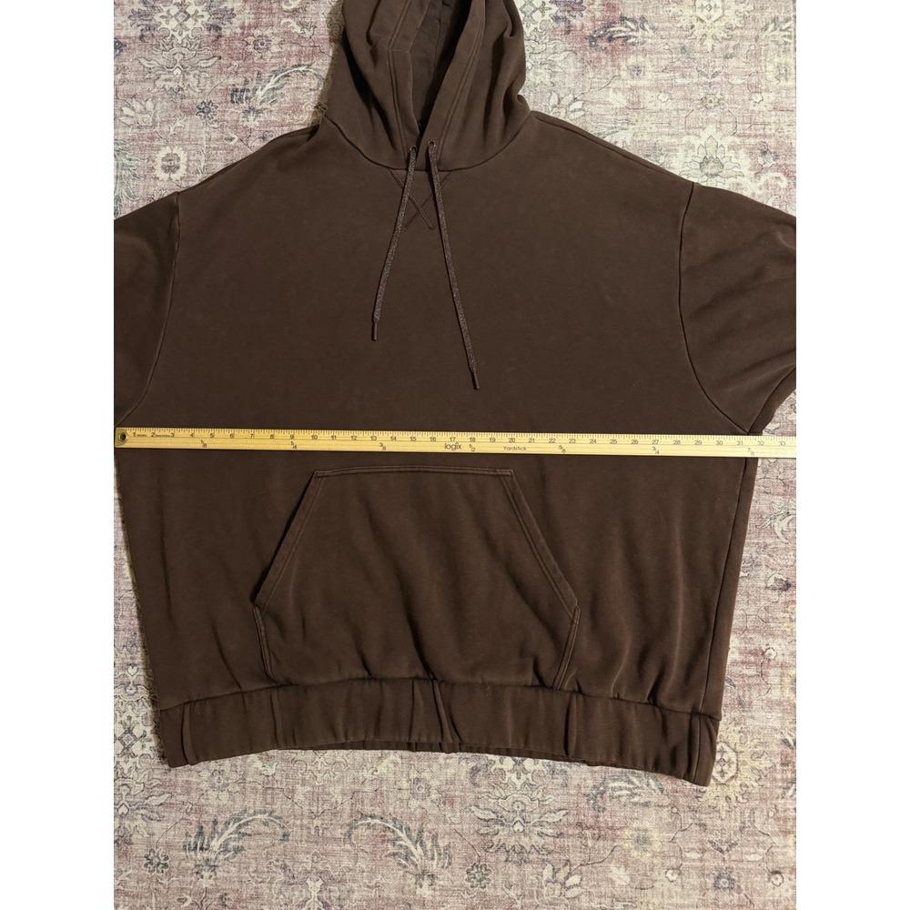 Fabletics Womens XXL Brown Oversized Fleece Hoodie Los Angeles Graphic Cuff - Picture 4 of 4